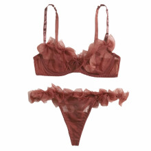 Women's Sexy Lingerie Set of 2 Suspenders Bralette and GString Underwear Waist Lingerie Babydoll Push Up Lace Lingerie Set Red XS