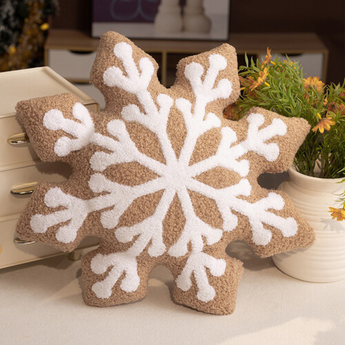 Winter Holiday Snowflake Shape Cushion-light brown hexagon 42CM 2