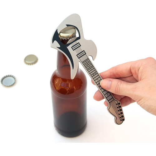 Nonrust Steel Beer Bottle Opener Unique Guitar Shape-Silver 2
