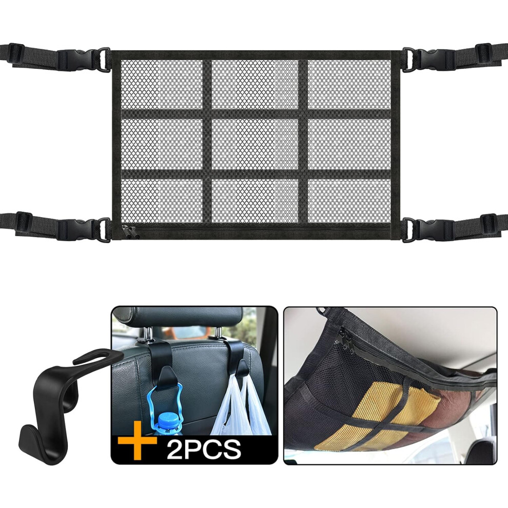 Car Ceiling Storage Hooks, Uni Interior Accs For Groceries Clothes Bottles, Breathable Double Layer Design Supports Up To 20Kg, Easy Install 9190834599373