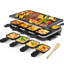 Alegerea bucătarului gourmet: grătar raclette, grătar electric de masă pentru interior, placă reversibilă antiaderentă 2 în 1, portabilă și