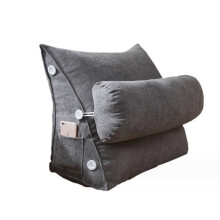 Oreiller triangulaire pour le soutien du dos, garni de fibres de polyester de qualité supérieure, oreiller de lecture ajustable avec housse