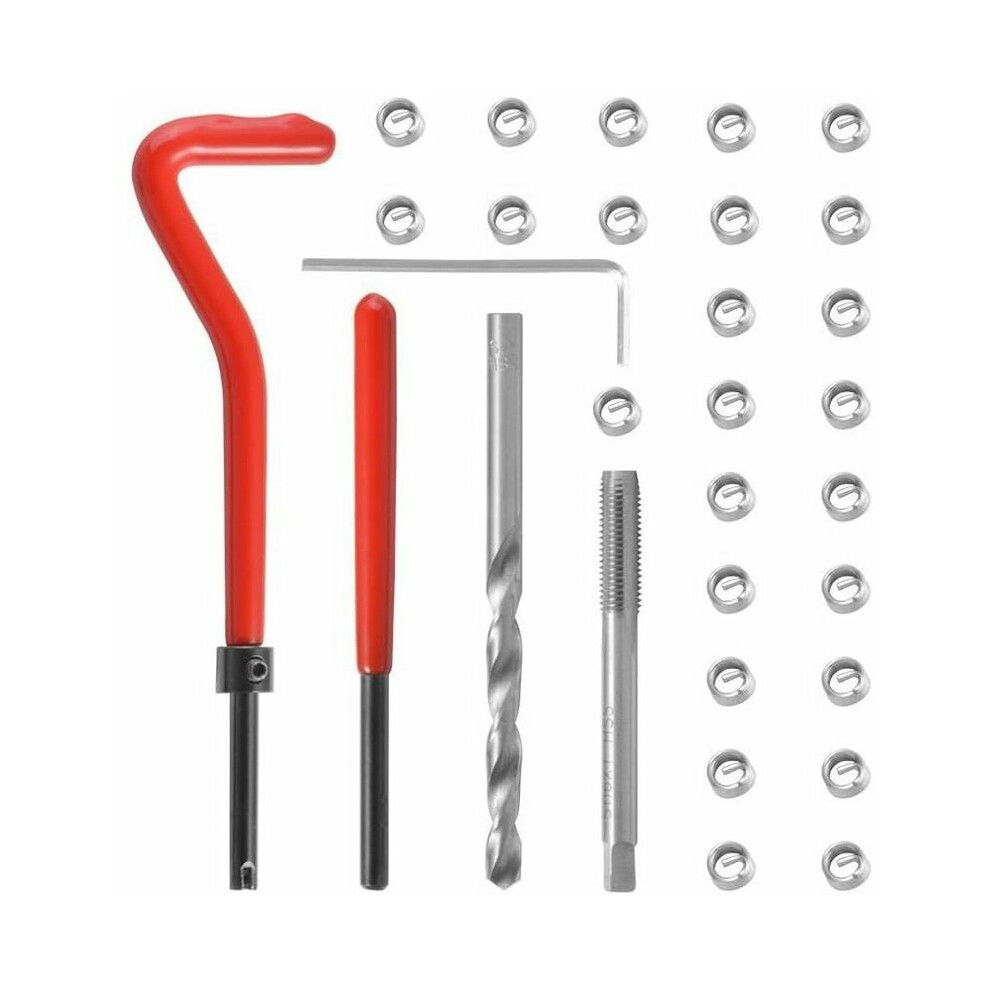 High Hardness Thread Repair Kit, Helical Coil Inserts 4 Enhanced Connection Strength, 30Pcs Stainless Steel Female Thread Repair Kit 4 Steel 9139052724099