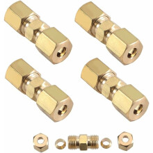 Compression Fitting Union For Brake Line, Universal Fit Brass Compression Tube With Hex Head Adapter Ensuring Leak Free Connection, Ideal For Audi,