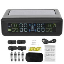 Trådløst TPMS dæktryksovervågningssystem Realtidsregistrering Soldrevet LCD digital skærm Eksterne sensorer Nem installation Signaltransmission
