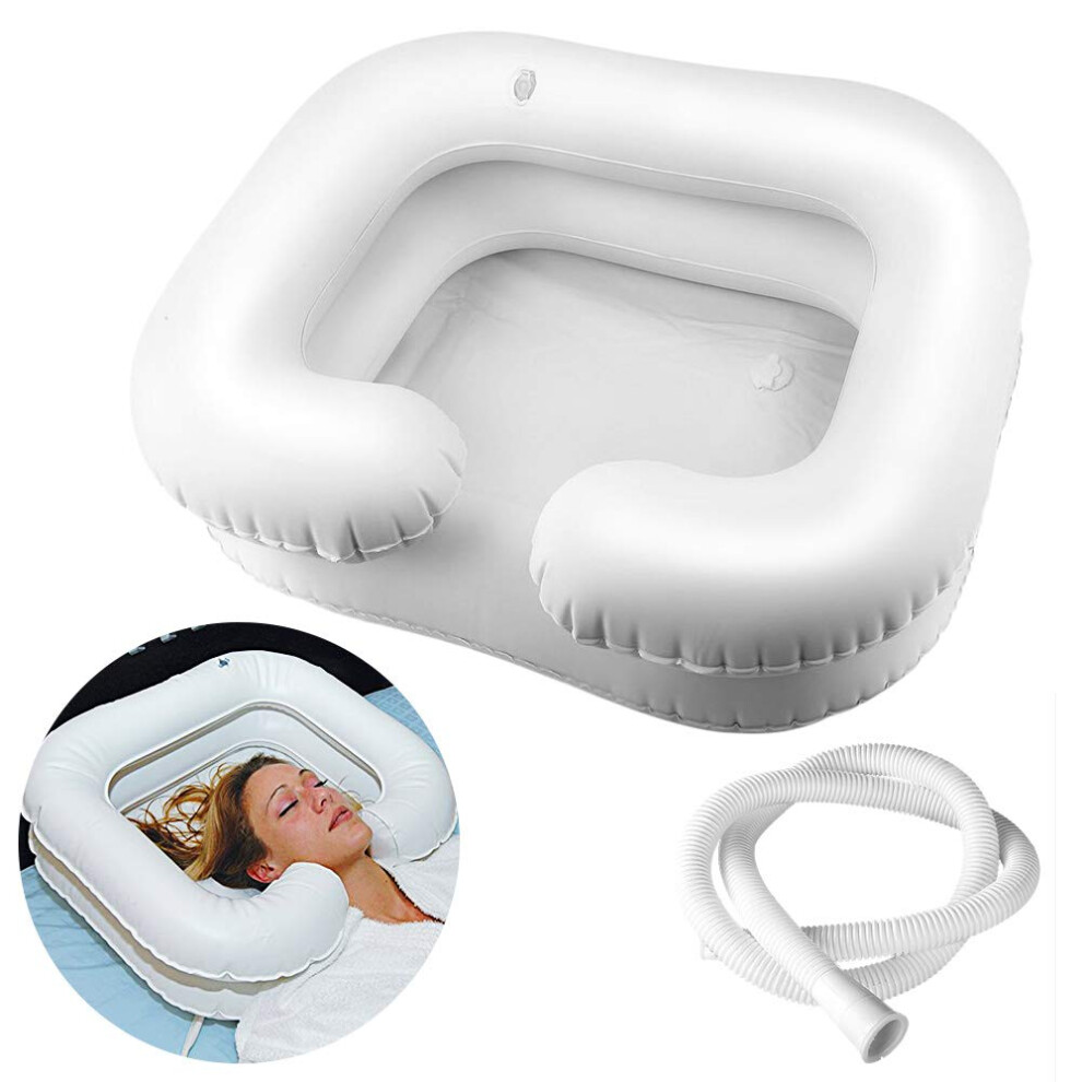 White Inflatable Hair Washing Basin Folding Shampoo Basin For Elderly And Disabled Safe For Pregnancy And Postop