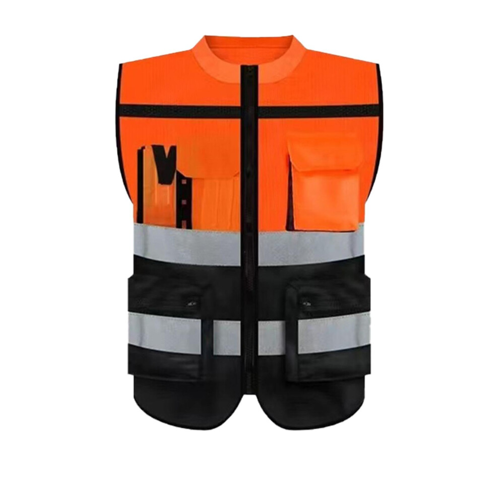 Generic Reflective Vest Workwear For Men Women Visibility Outdoor Vest Orange Xxl 9365049783347