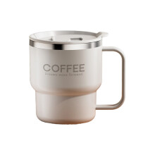 Praktische roestvrijstalen koffiebekers, dubbelwandig-Melkwit