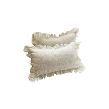 Breathable Cotton Pillow Sham with Ruffled Trim, Decorative Pillow Cover Featuring Shabby Chic Style, 100% Cotton Soft Pillowcase, Exquisite Craftsman