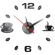 Moderne, batteriebetriebene Wanduhr im modernen Design, rahmenlos, geräuschlos und ideal zum Selbstgestalten, mit 3D-Spiegelaufkleber