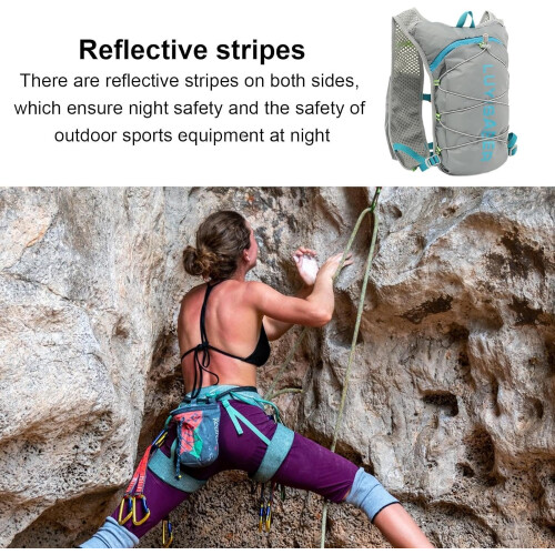 Running Water Vest Hydration Bladder Reflective Pack Breathable Padding Adjustable Straps Ultralight Grey Trail Running 1