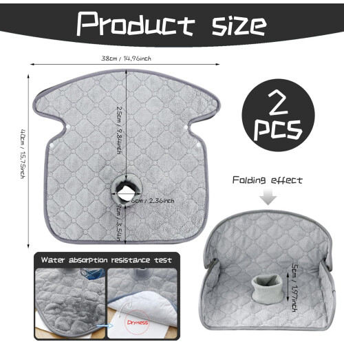 Potty Training Car Seat Protector 2Pack, 15x16, Foldable, Absorbent, Leakproof, NonSlip, Machine Washable, Light Grey 2