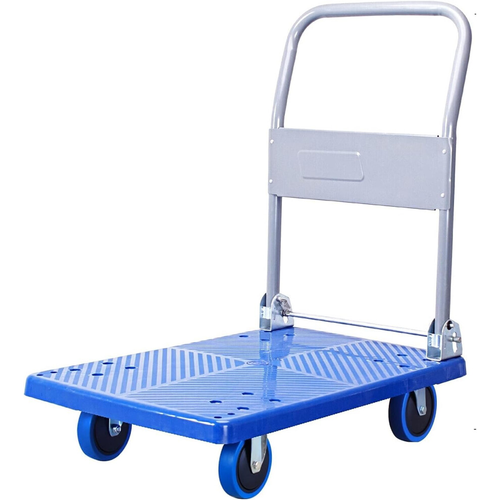 Foldable Platform Truck, Plastic Deck Push Cart, Metal Handle Hand Truck For Mobile Transport 9412369993373