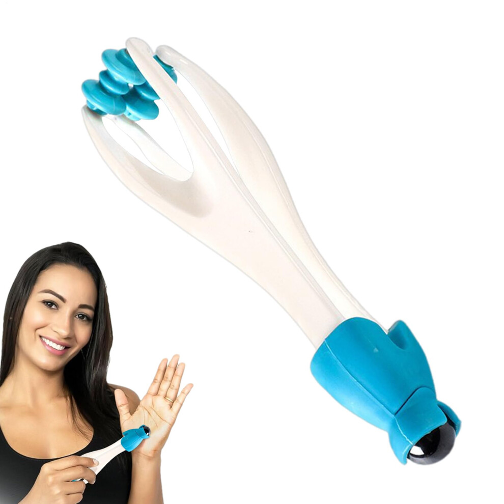 Blue Finger Roller Massager Manual Massage Ring For Muscle Relaxation, Stress Relief,