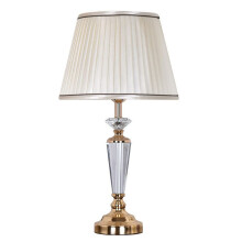 Modern Style Crystal Table Lamp, E27 Table Lamp, Bedside Lamp, Decorative Desk Lamp, Table Lamp with Fabric Lampshade, for Bedroom or Hotel