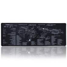 AR15 Gun Cleaning Rubber Mat with Parts Diagram and Instructions Armorers Bench Mat Mouse Pad 12 x 36 Inches Bk