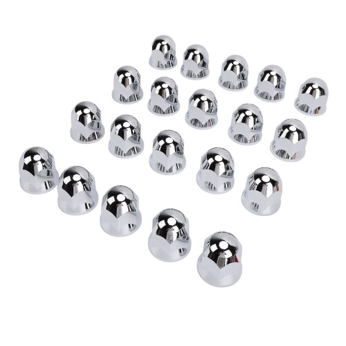 33mm Chrome Lug Nut Covers 20Pcs | Secure Flanged Caps for Trucks & Trailers