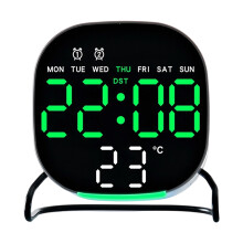 Digital Alarm Clock for Bedroom Desk Clock-Square green light