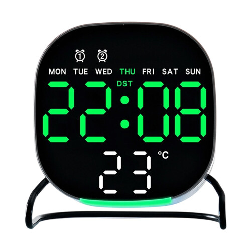 Digital Alarm Clock for Bedroom Desk Clock-Square green light