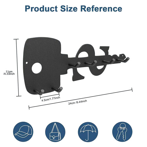 Modern Stainless Steel Wall Hook Key Storage Organiser 6 Hooks 2