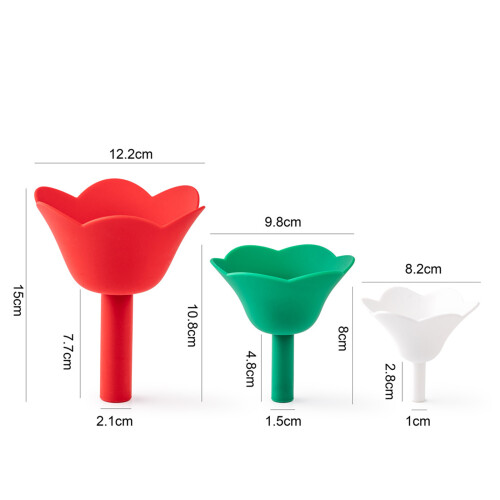 Dishwasher Safe Silicone Funnel 3 Floral Designs Drip Proof 2