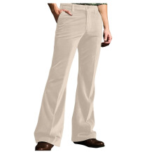 Men's Velvet Flared Trousers Plus Size Beige Elastic Waistband Breathable Trousers 70s Carnival Disco Style Bell Bottoms