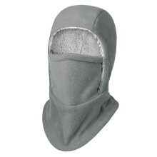 Fleece Balaclava Integrated Design Windproof Hooded-Light Gray