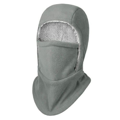 Fleece Balaclava Integrated Design Windproof Hooded-Light Gray