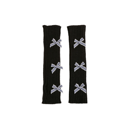 1 paar functionele armwarmers, armhoezen-Wit zwarte strik 1