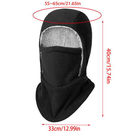 Fleece Balaclava Integrated Design Windproof Hooded for-Black 1