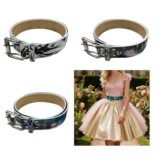 High Quality PU Belt Graffiti Style Double-black and white 2
