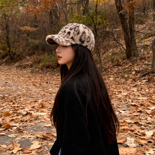 Warm Thick Plush Baseball Hat with Popular Leopard Pattern-4 1