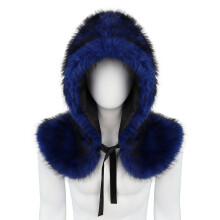 Capelet-sjaal van imitatiepluche met capuchon voor-Diepblauw