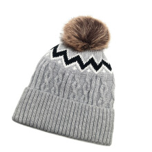 Dehnbare Pullovermütze mit buntem Musterdesign und-Gray M