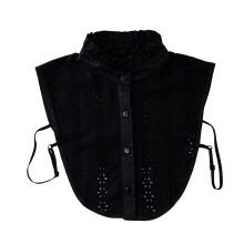 Soft Detachable Spread Lapel Collar Decorative Neckpiece-Black
