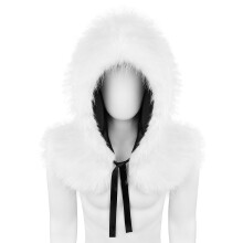 Luxury Acrylic Plush Cloak Scarf Hat with Hood aAccent-White