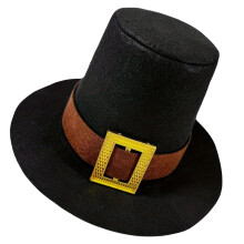 Classical Wool Pilgrims Hat Costume Props-Black brown with gd