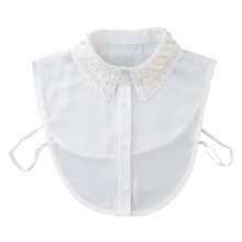 Fashion Detachable Collar with Beaded Lace Design Faux-White