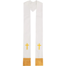 Clergy Stole with Embroidery Crossed Pattern and Tassels-8