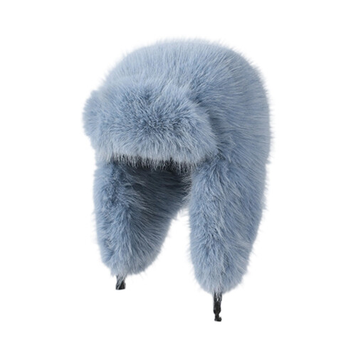 Plush Ear Flap Hat Featuring Thick Insulation for-haze. blue.