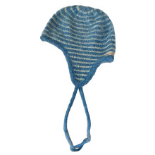 Breathable Warm Knit Stripe Bonnet Cap Feature Ear-blue stripes