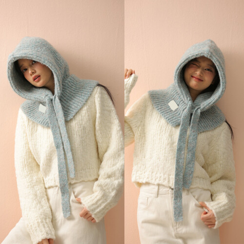 Korean Knitted Balaclava Hat with Adjustable NeckTie and-1 2