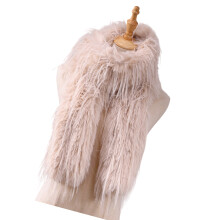 Furry Long Scarf Lightweight Winter Accessory For Travel-Beige