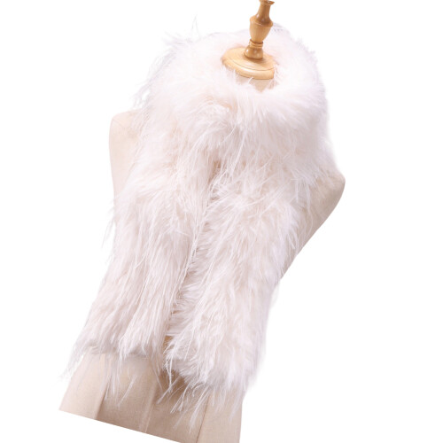 Soft Furry Neck Wrap Polyester Winter Scarf Lightweight-White
