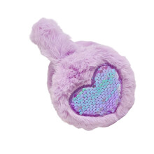 Sequins Heart Ear Warmer for Outdoor Sports,-Purple Foldable