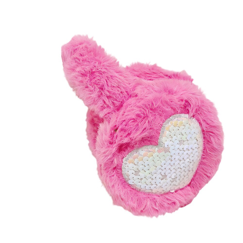 Furry Ear Warmer Snowboarding Fleecy Ear-rose pink Foldable