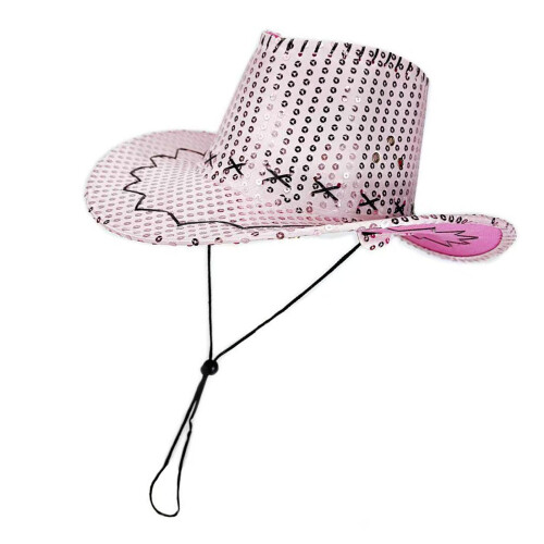 Sparkly Practical Cowboy Hats with Sequins for-Pink