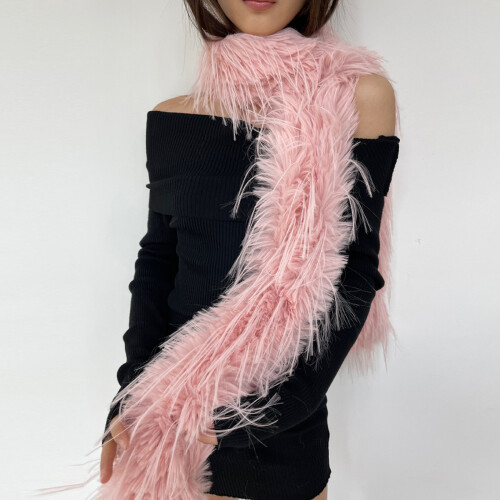 Soft Furry Neck Wrap Polyester Winter Scarf Lightweight-White 2