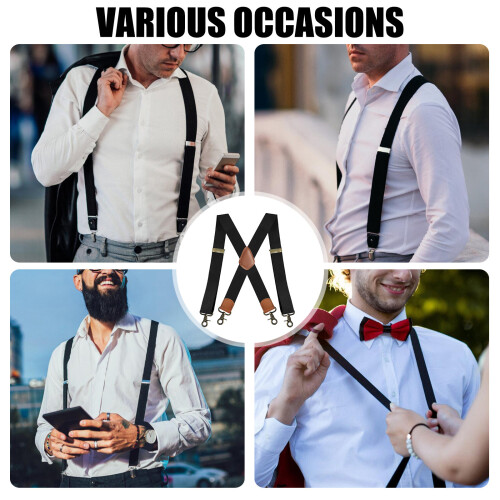 Multipurpose Mens Elastic Suspenders Adjustable With X-Beige 1