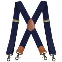 Multipurpose Mens Elastic Suspenders Adjustable With-Navy Blue